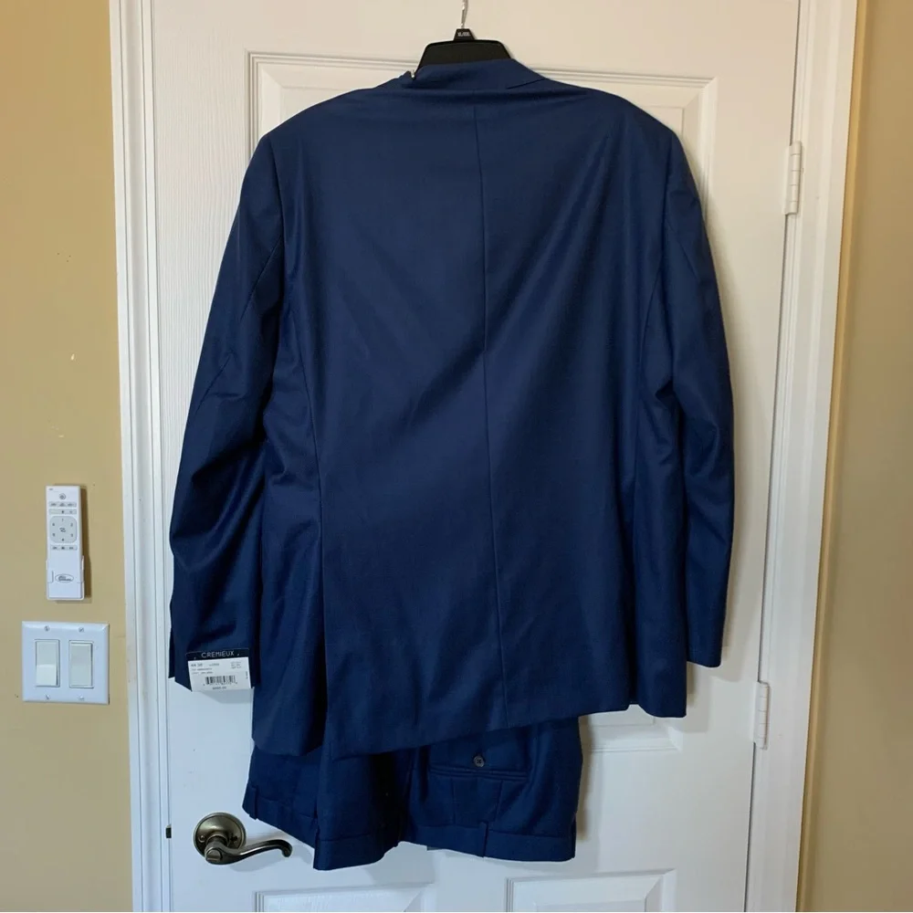 NWT Daniel Cremieux 2-Piece Navy‎ Blue 100% Wool Suit Size 44x38L Office Formal